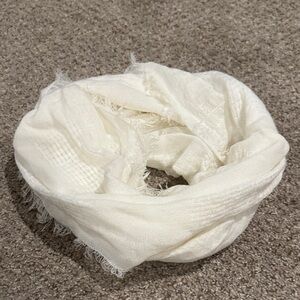 White Fringed Infinity Scarf